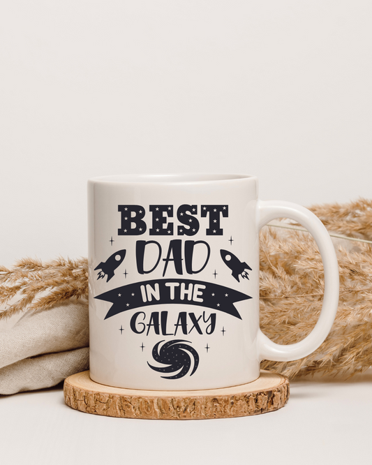 Tasse "Best Dad in the Galaxy" – Beidseitig bedruckte Keramiktasse (330 ml) – Perfektes Geschenk zum Vatertag für den besten Papa
