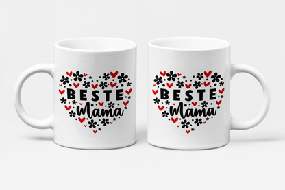 Tasse Beste Mama mit Herzen – beidseitig bedruckt, Geschenk zum Muttertag & Geburtstag“