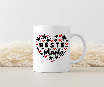 Tasse Beste Mama mit Herzen – beidseitig bedruckt, Geschenk zum Muttertag & Geburtstag“
