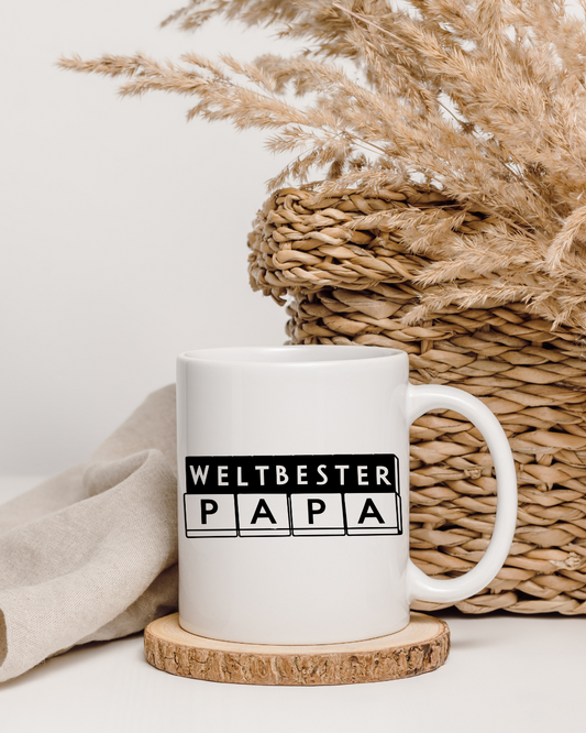 Tasse „Bester Papa“ – Beidseitig bedruckte Keramiktasse (330 ml)