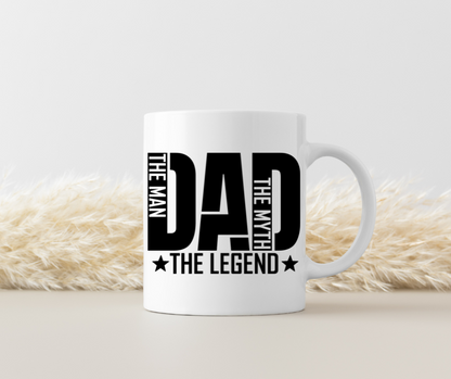 Tasse „The Man. The Myth. The Legend.“ – Beidseitig bedruckte Keramiktasse (330 ml)