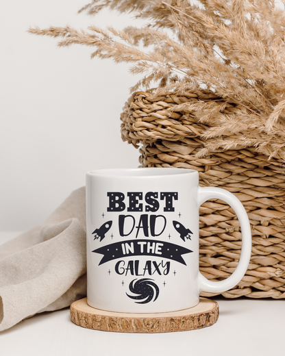 Tasse "Best Dad in the Galaxy" – Beidseitig bedruckte Keramiktasse (330 ml) – Perfektes Geschenk zum Vatertag für den besten Papa