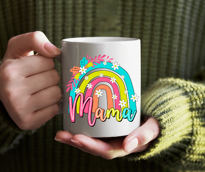 Boho Mama Tasse mit Regenbogen – beidseitig bedruckt, Geschenkidee für Muttertag & Geburtstag