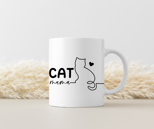Tasse "Cat Mama" – Beidseitig bedruckte Keramiktasse (330 ml) – Liebevolles Geschenk für Katzenliebhaberinnen & Tierfreundinnen