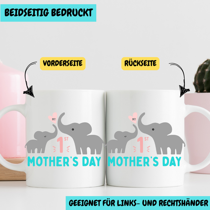 Tasse "My First Mother's Day" – Beidseitig bedruckte Keramiktasse (330 ml) – Geschenk zum ersten Muttertag
