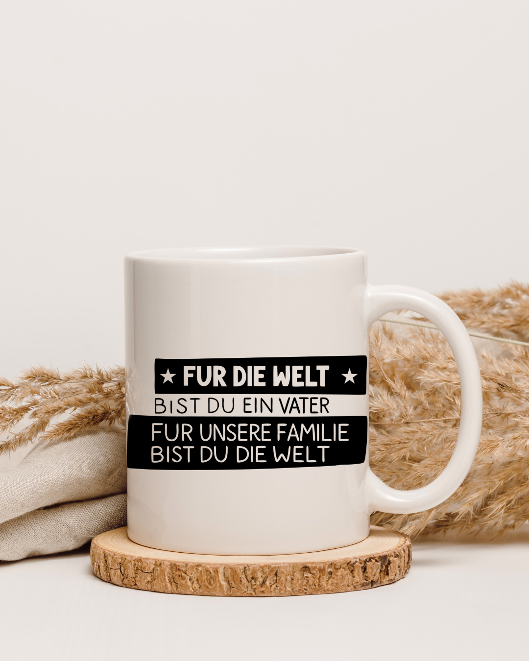 Tasse "Für die Welt bist du ein Vater, für unsere Familie bist du die Welt" – Beidseitig bedruckte Keramiktasse (330 ml) – Emotionales Geschenk