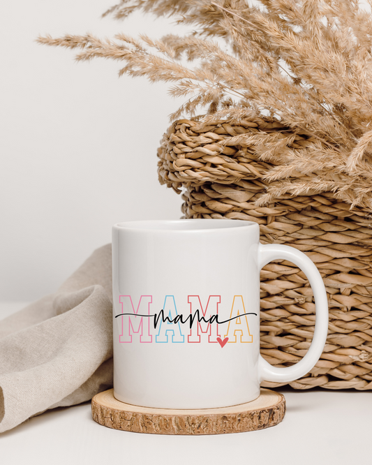 Tasse MAMA mit Herz – beidseitig bedruckt, Geschenk für Muttertag & Geburtstag
