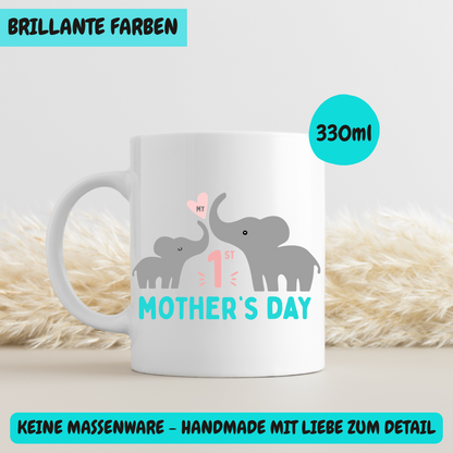 Tasse "My First Mother's Day" – Beidseitig bedruckte Keramiktasse (330 ml) – Geschenk zum ersten Muttertag