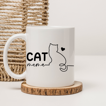 Tasse "Cat Mama" – Beidseitig bedruckte Keramiktasse (330 ml) – Liebevolles Geschenk für Katzenliebhaberinnen & Tierfreundinnen