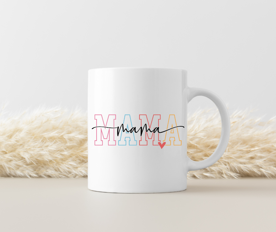 Tasse MAMA mit Herz – beidseitig bedruckt, Geschenk für Muttertag & Geburtstag