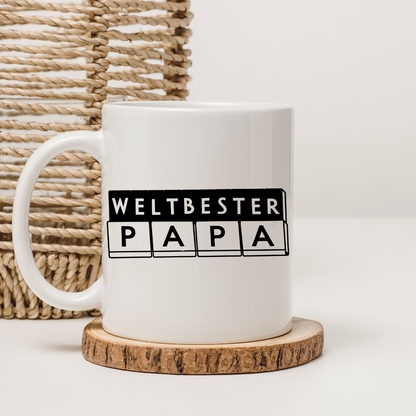 Tasse „Bester Papa“ – Beidseitig bedruckte Keramiktasse (330 ml)