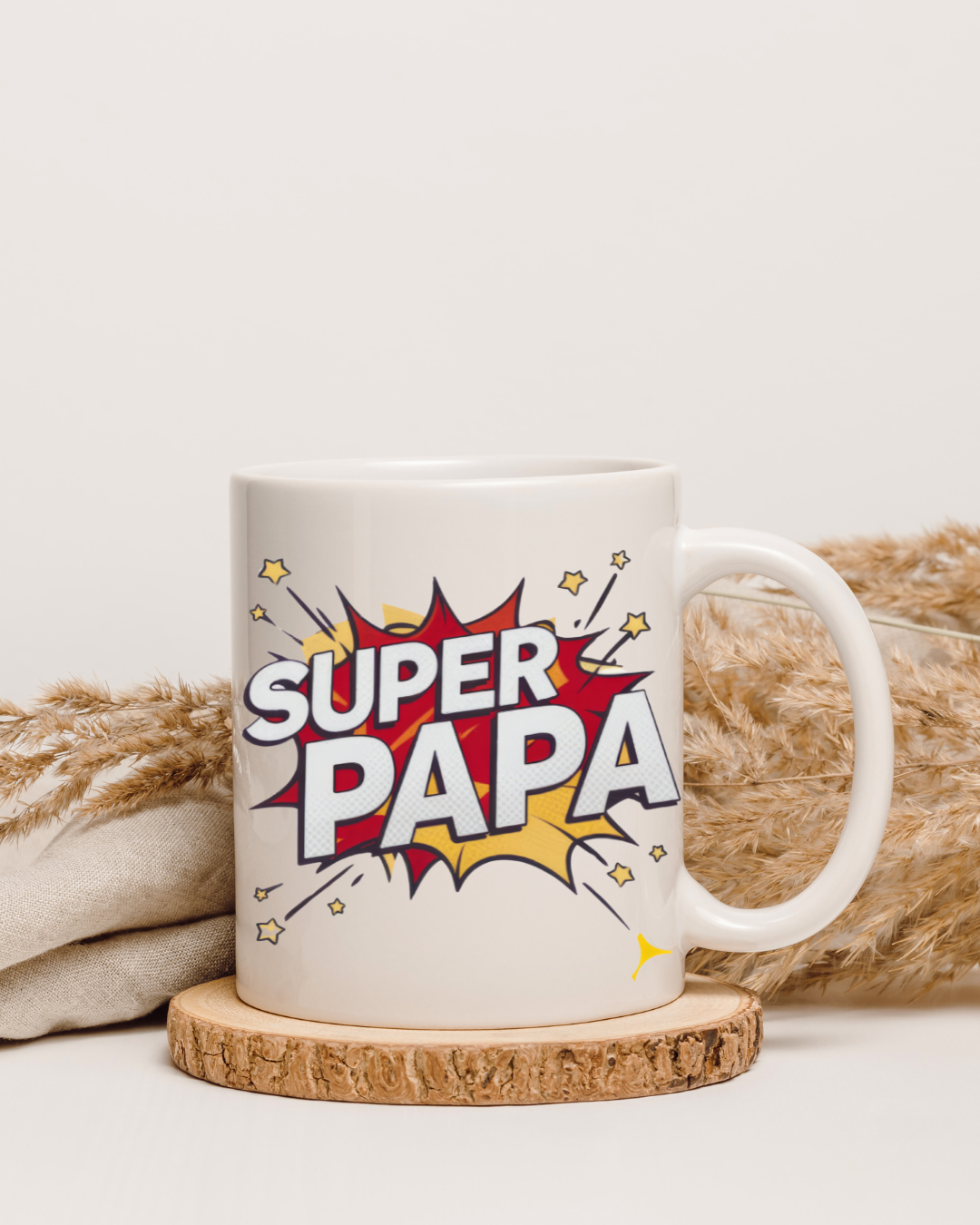 Tasse „Super Papa“ im Comic-Stil – Heldengeschenk  (330 ml)