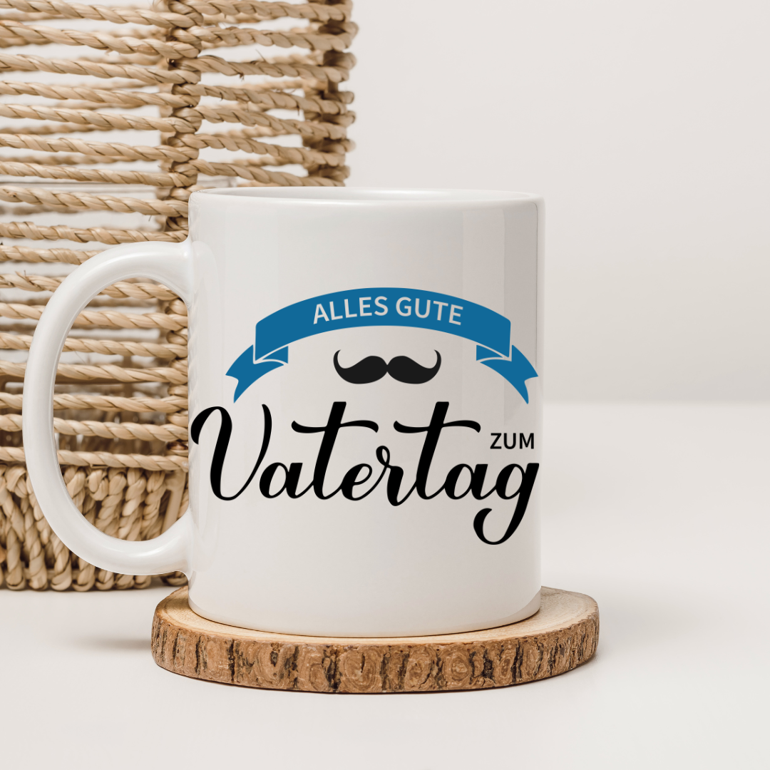 Tasse "Alles Gute zum Vatertag" – Beidseitig bedruckte Keramiktasse (330 ml) – Persönliches Geschenk für den besten Papa
